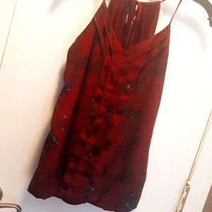 Pleated Floral Blouse Balloon Waist NWOT